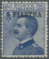 * Italienische Post In Der Levante: 1908, 1pi. On 25c. Blue, Mint O.g. With Hinge Remnants, Some Uneve - Amtliche Ausgaben