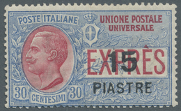 ** Italienische Post In Der Levante: 1922, Eilmarke 30 C. Hellblau/rot Mit Lokalaufdruck Von Konstantin - Emissioni Generali