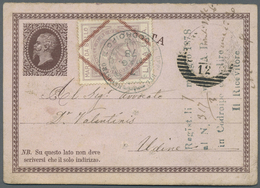 GA Italien - Ganzsachen: 1878: Postal Stationery "Risposta" With Additional "Marca Da Bollo" Lira Una D - Interi Postali