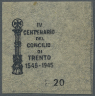 (*) Italien - Besonderheiten: 1945, Luogotenenza, 7 Dec, "IV CENTENARIO DEL CONCILIO DI TRENTO 1545-1945 - Non Classificati