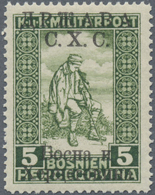 ** Jugoslawien: 1918, Postal Stamp 5 + 2 (H) With Black Overprint In Cyrillic Writing, Signed Zrinjscak - Lettres & Documents