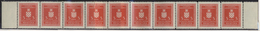 ** Kroatien - Dienstmarken: 1942, 3 Kuna Gezähnt L11½, Waagerechter 10er-Streifen, Rechts Und Links Mit - Croatie