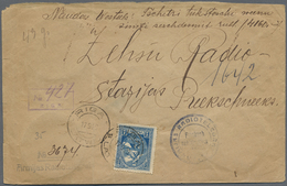 Br Lettland: 1920, Opening Of The First Popular Representation 1 R. Blue Perforated Tied By Cds. "RIGA - Lettonia