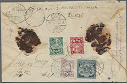 Br Lettland: 1923, 127rbl. Franking (=2.54lat.) On Reverse Of Insured Letter 240lat./10gr. From "LUDZE - Latvia