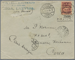 Br Lettland: 1926, 2 X 5 S Yellow-green And 15 S Red-brown Mixed Franking On Cover From RIGA, 4.1.26, V - Letland