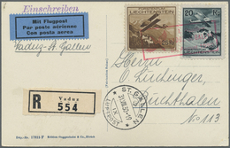 Br Liechtenstein: 1930/1935, Zwei Flugpostbriefe Sowie Zwei Flugpostkarten Mit Unterschiedl. Frankature - Brieven En Documenten