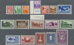 ** Liechtenstein: 1933 - 1935, Freimarken: Landschaften Und Fürstenpaar, 17 Werte Aus Zwei Kompletten P - Storia Postale