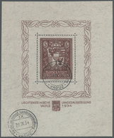 O Liechtenstein: 1934, Vaduz-Block Mit Ersttag-Ausstellungsstempel ''Fürstl. Liechtenst. Landesausstel - Covers & Documents