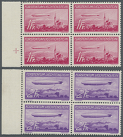 **/ Liechtenstein: 1936, Zeppeline, Beide Werte Je In Viererblocks Vom Linken Bogenrand, Tadellos Postfr - Lettres & Documents
