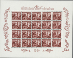 ** Liechtenstein: 1950, III. Jagd-Ausgabe Mit Rehbock, Birkhuhn Und Dachs Im Tadellosen 20er Kleinbogen - Storia Postale