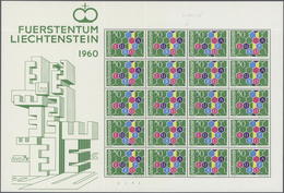** Liechtenstein: 1960, 50 Rp. Europa, 1. Auflage In Zwei Kompletten Originalbogen Zu 20 Werten Mittig - Lettres & Documents