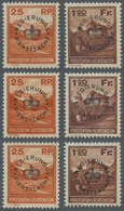 ** Liechtenstein - Dienstmarken: 1933, 25 Rp. Orange Und 1,20 Fr. Braun Mit Aufdruck, Beide Werte Per 3 - Servizio