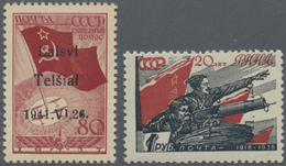 ** Litauen - Lokalausgaben: Telsiai (Telschen): 1941, 80 K. Nordpolflug Und 1 Rbl. Rote Arme 1938 Je Mi - Litouwen