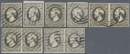 O Luxemburg: 1852, 10c. Black, Ten Used Copies Incl. Three Horiz. Pairs. - Andere & Zonder Classificatie