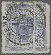 O Luxemburg: 1865: Wappen Im Oval 25 C. Hellblau, Farbig Durchstochen, Gestempelter Einzelwert Mit Mar - Andere & Zonder Classificatie