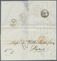 Br Malta: 1860, Folded Letter Boxed "MALTA MB" (Mobil Box) Sent To Paris With Transit And Arrival Marks - Malte