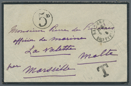 Br Malta: 1915 (FRENCH NAVAL FORCES IN MALTA). Stampless Mourning Envelope Written From France Addresse - Malte