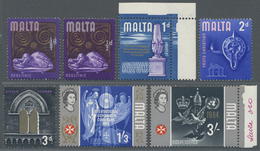 ** Malta: 1965, Definitive Issue Seven Stamps With Different PRINTING ERRORS As Double Prints, Missing - Malte