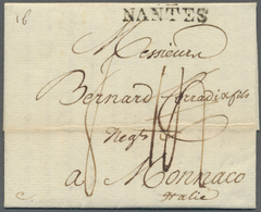 Br Monaco - Vorphilatelie: 1800, Entire Lettersheet With Complete Message From "NANTES" (clear Strike O - ...-1885 Precursori