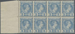 * Monaco: 1885, 5 C Blue Block Of Eight Unused, Partially With Small Gum Failure, Mi 560.- ++ - Unused Stamps