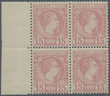 ** Monaco: 1885, 15 C Rose In Block Of Four With Left Margin, Mint Never Hinged, Mi. Ca. 2.800.- - Ongebruikt