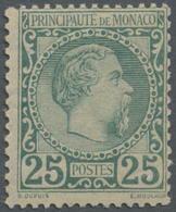 ** Monaco: 1885, 25 C Bluish Green Mint Never Hinged, Signed Calves - Ungebraucht