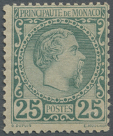 ** Monaco: 1885, 25 C Bluish Green Mint Never Hinged, Signed Calves - Neufs