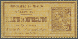 GA Monaco: 1886, 50 C "BULLETIN De CONVERSATION De 5 MINUTES" Unused Without Gum - Ungebraucht