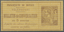 GA Monaco: 1886, 50 C "BULLETIN De CONVERSATION De 5 MINUTES" Unused Without Gum - Neufs