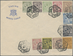 Br Monaco: 1891, 1 C Oliv To 5 Fr Carmine Cancelled 1913 Complete On Envelope "Casino Monte-Carlo" - Unused Stamps