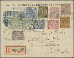 Br Monaco: 1891/1901, Albert I., 1c. To 5fr., Attractive Franking Of Ten Values On Registered Hotel Cov - Nuovi