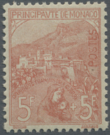 ** Monaco: 1919, 5 Fr+5 Fr Red, Mint Never Hinged, Mi For * 1.400.- Euro - Unused Stamps