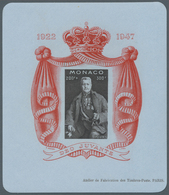 ** Monaco: 1947, Blockausgabe 25 Jahre Thronbesteigung Des Fürsten Auf Bläulichem Papier, Postfrisch Mi - Unused Stamps