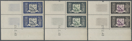 ** Monaco: 1949, 300 Fr To 1000 Fr Complete Set In Corner Margin Pairs With Print Date, Mint Never Hing - Neufs