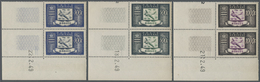 ** Monaco: 1949, 300 Fr To 1000 Fr Complete Set In Corner Margin Pairs With Print Date, Mint Never Hing - Nuovi