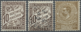*/O Monaco - Portomarken: 1909/1911, 10 C Dark Brown Unused + Cancelled And 30 C Yellow Brown Rest Of Mi - Strafport