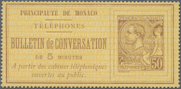 GA Monaco - Besonderheiten: 1891, Telephone Billet 50c. Brown On Yellow, Unused No Gum As Issued. Maury - Other & Unclassified