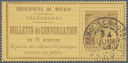GA Monaco - Besonderheiten: 1891, Telephone Billet 50c. Brown On Yellow, Neatly Cancelled "MONTE CARLO - Other & Unclassified