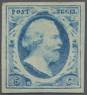 * Niederlande: 1852, 5c Blue Extremely Fine With Wide Margins All Around, Unused With Gum - Unused Stamps