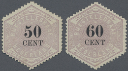 * Niederlande - Telegrafenmarken: 1877/79, 50 C. And 60 C., Unused Without Gum, 60 C. Signed. Michel 5 - Telegrafi