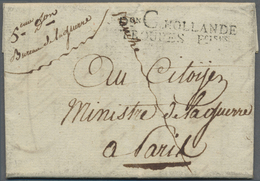 Br Niederlande - Französische Armeepost: 1800, "D.ON C HOLLANDE TROUPES F. OISES", Double Line In Black - ...-1850 Prephilately