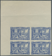 (*) Norwegen: 1914, 20 Öre Independence, Imperforated Proof In Block Of 4 On Ungummed Paper - Ungebraucht