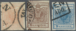 O Österreich: 1850, Freimarken Wappenzeichnung, 3 Kr Bis 9 Kr, Je Mit Waagerechtem Balken Unten, 3 Kr - Ongebruikt