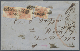 Br Österreich: 1858, 3 Kreuzer Rot Senkr. Paar Und Einzeln Entwertet Mit L2 Bömischbrod Auf Komplettem, - Unused Stamps