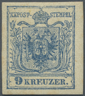 * Österreich: 1850/54: 9 Kreuzer Lebhaftblau, Maschinenpapier Type III B, Ungebraucht. Laut Dr. Ferche - Unused Stamps