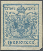 ** Österreich: 1850, 9 Kr. Hellgraublau, Handpapier Type I, Postfrisch, Laut Fotoattest Dr. Ferchenbaue - Ongebruikt