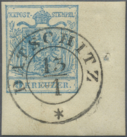 O Österreich: 1850/54, 9 Kr. Hellblau, Maschinenpapier Type IIIb, Rechte Untere Bogenecke Mit Besonder - Neufs