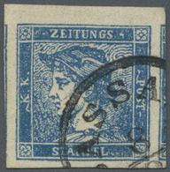 O Österreich: 1851, Zeitungsmarke (0,6 Kr / 3 C) Blau, Sauber Gestempelt, Luxus. - Unused Stamps