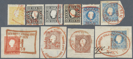 O/Brfst Österreich: 1858, Freimarken Franz Joseph, Lot Von 10 Marken, Entwertet Mit Seltenen Rotstempeln Und - Ungebraucht