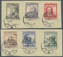 Brfst Österreich: 1934, Baumeister Kompletter Satz Auf Zwei Briefstücken Mit Tagesstempel 'Wien (3.12.34)' - Unused Stamps